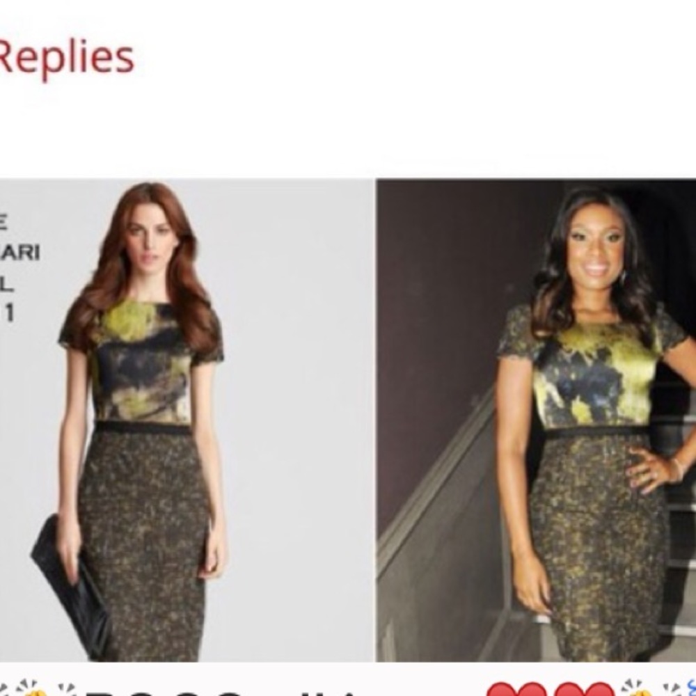 Elie Tahari abstract green tweed midi dress, as seen on Jennifer Hudson EUC - Picture 3 of 5